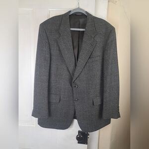 Burberry Saks Fifth Avenue Mens Tweed Jacket Plaid Wool Sport Blazer Made in USA